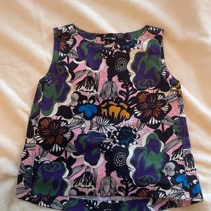 Marimekko Crisp Cotton Top Colorful Sleeveless XS